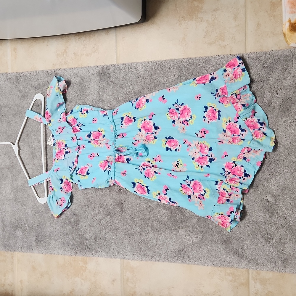 Light Blue Justice Dress w/Flowers Girl's Sz 14 NWT